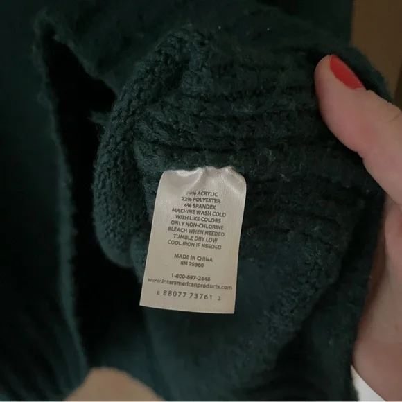 Teal Green Soft Mock Neck Sweater Dip - Picture 4 of 8